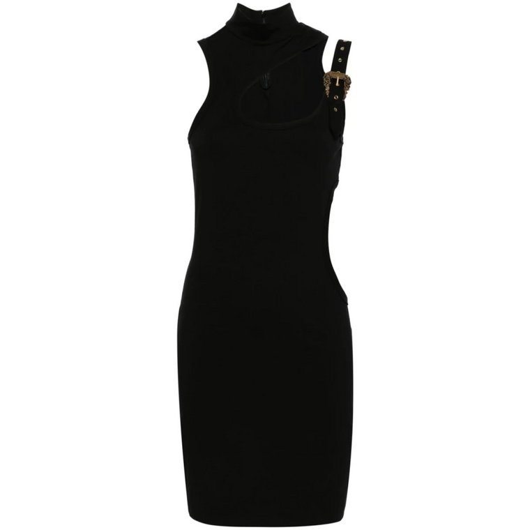 Czarna Sukienka Mini z Wycięciami Versace Jeans Couture