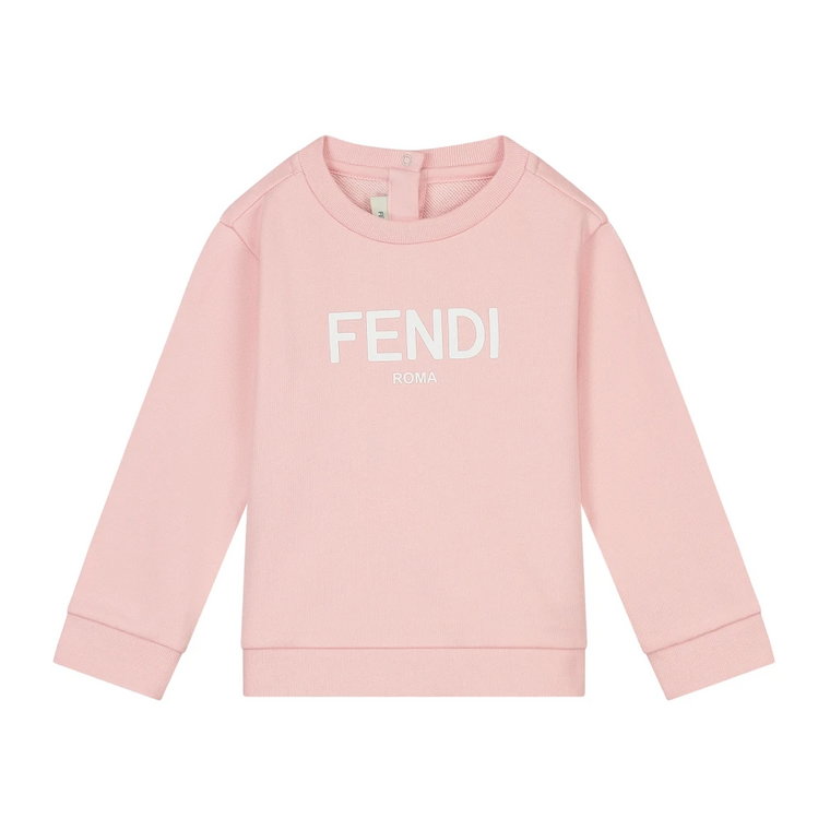 Różowy Sweter z Logo dla Modnej Dziewczynki Fendi