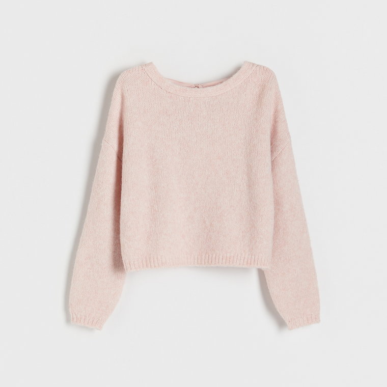 Reserved - Sweter z ozdobnym wiązaniem - różowy