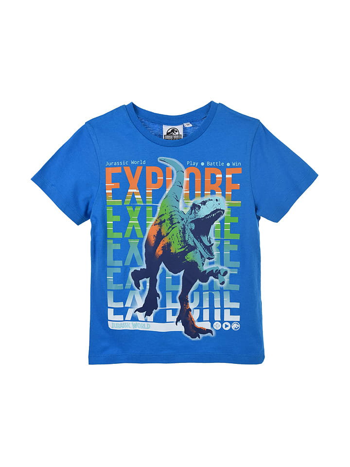 Jurassic World Koszulka "Dinozaur" w kolorze niebieskim
