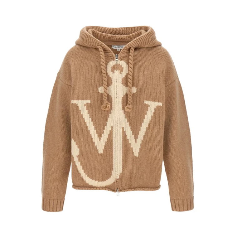 Beige Zip Front Anchor Hoodie JW Anderson