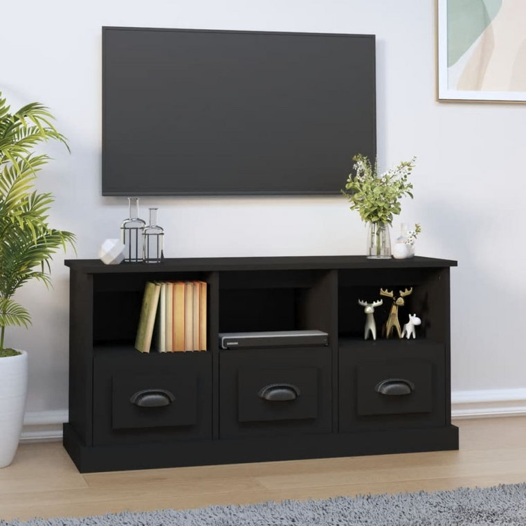 vidaXL Szafka pod TV, czarna, 100x35x50 cm, materiał drewnopochodny