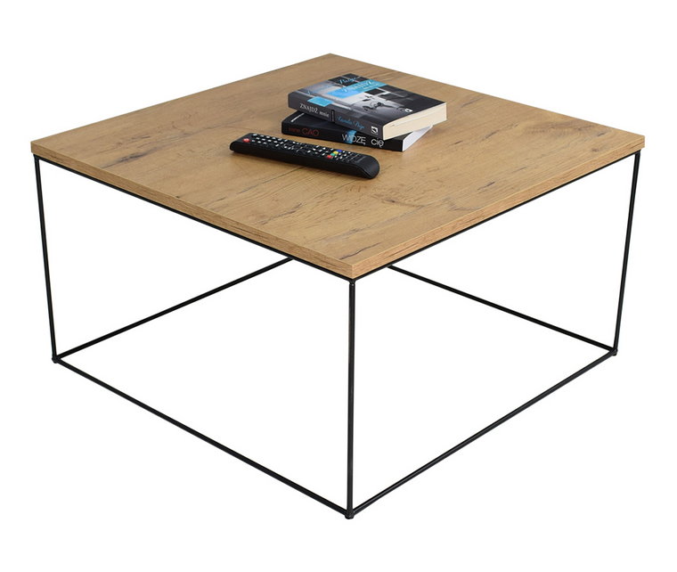 Kwadratowy stolik kawowy w stylu loft dąb lancelot - Welos 4X