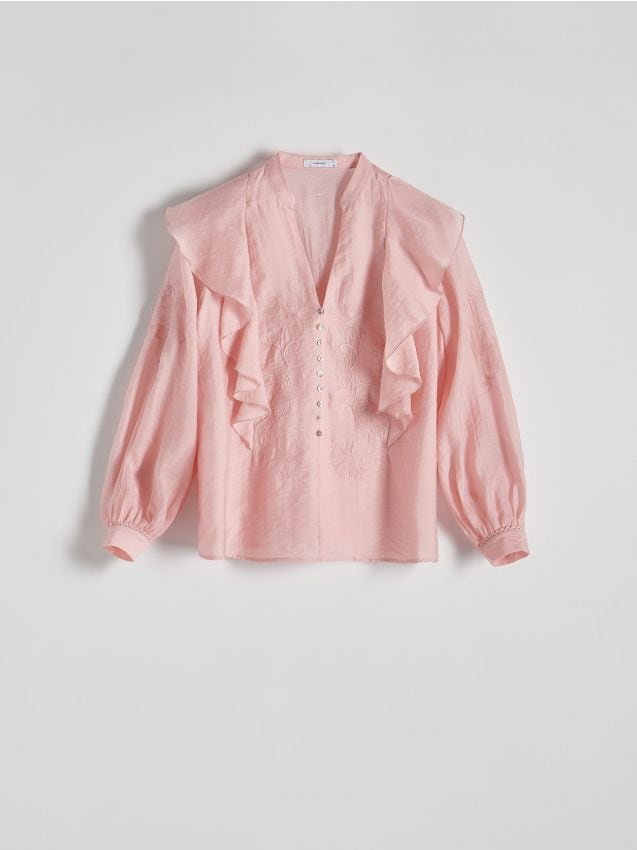 Reserved - Bluzka z ozdobnym haftem - różowy
