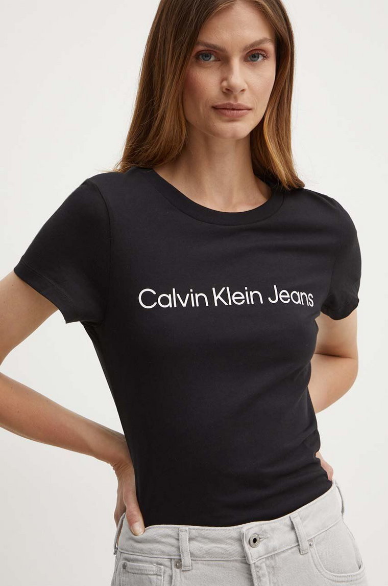 Calvin Klein Jeans t-shirt bawełniany damski kolor czarny J20J220253