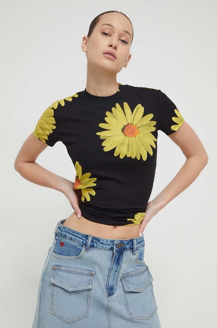 Desigual t-shirt damski kolor czarny