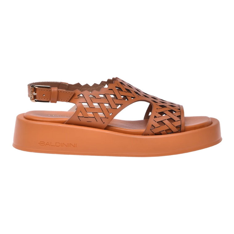 Sandals in perforated orange leather Baldinini