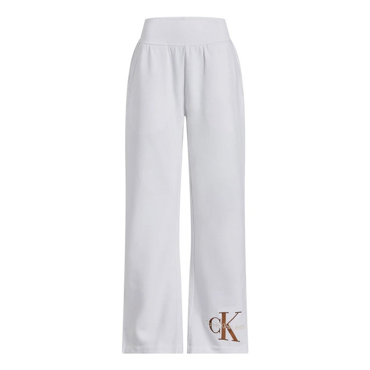 Białe Spodnie z Rozszerzanymi Nogawkami Calvin Klein