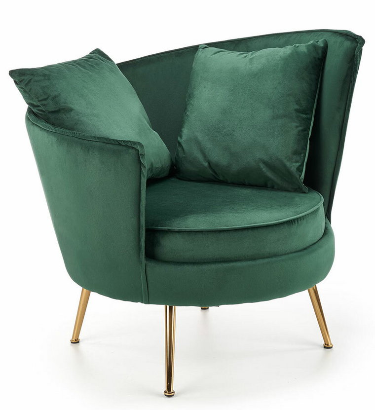 Zielony welurowy fotel wypoczynkowy glamour - Varcon