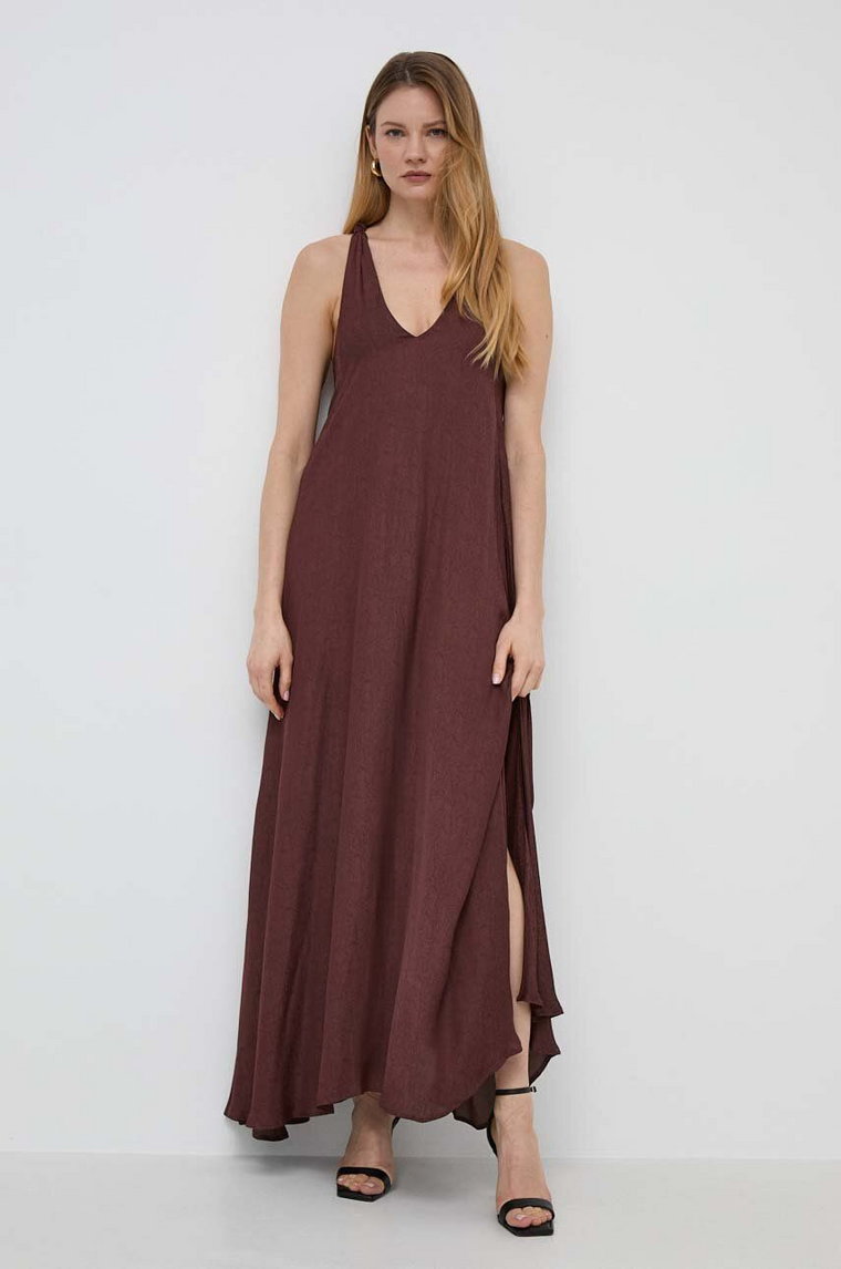 Twinset sukienka kolor brązowy maxi oversize