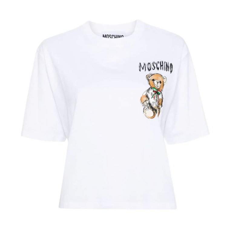 Białe T-shirty i Pola z Logo Moschino