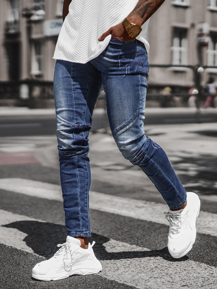Spodnie jeansowe męskie ciemno-niebieskie OZONEE NB/MP0025B