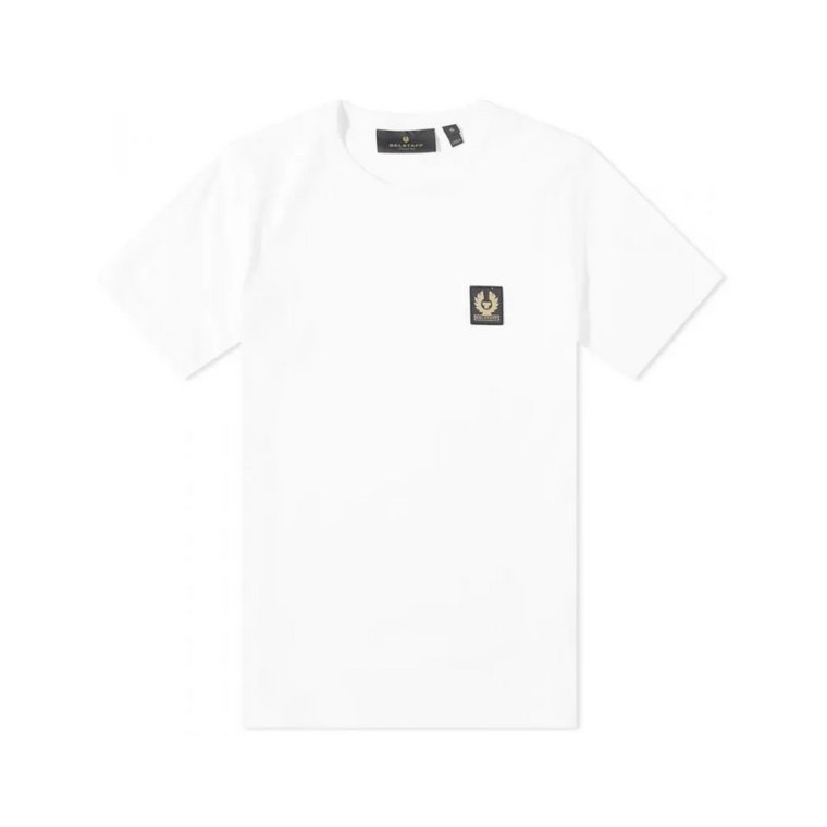 Klasyczna Biała Koszulka z Okrągłym Dekoltem Belstaff