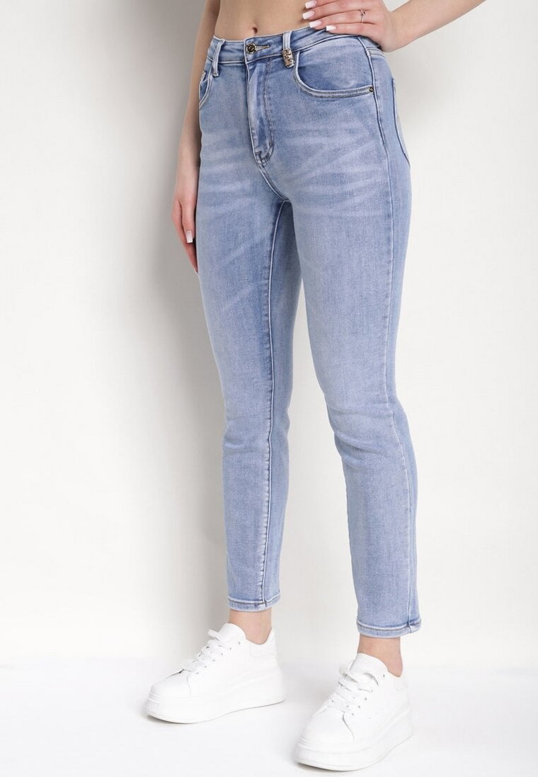 Jasnoniebieskie Jeansy Skinny z Wysoką Talią Anelava