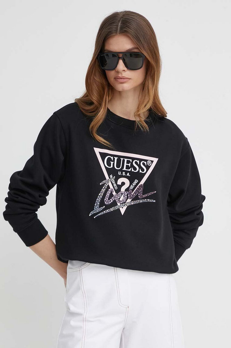 Guess bluza ICON damska kolor czarny z nadrukiem W4GQ09 KB681