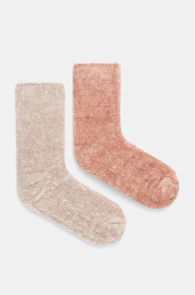 Juicy Couture skarpetki FELICIA COSY SOCK 2 PACK 2-pack damskie kolor beżowy JCAXS224715