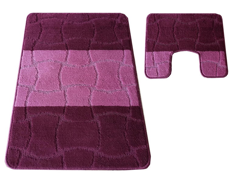 Nowoczesny fioletowy zestaw chodniczków łazienkowych - Loliko