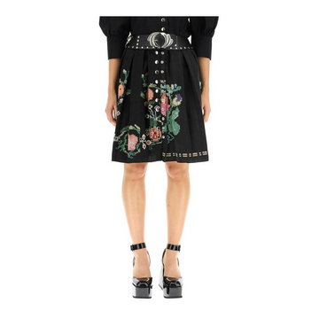Chopova Lowena, embroidered pleated skirt Czarny, female,