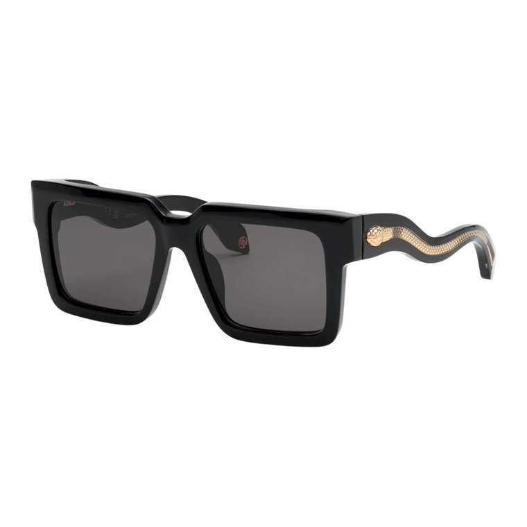 Okulary przeciwsłoneczne damskie kwadratowe czarne błyszczące Roberto Cavalli