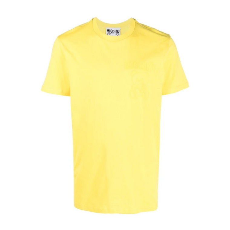 Żółta koszulka z nadrukiem logo dla mężczyzn Moschino
