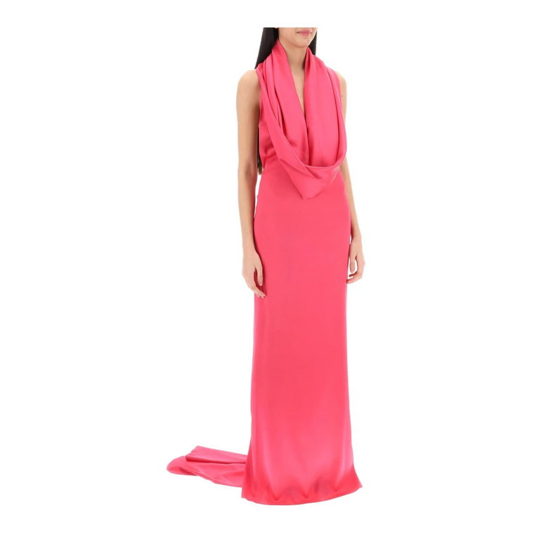 Satin Halter Maxi Sukienka z Kapturem Giuseppe Di Morabito