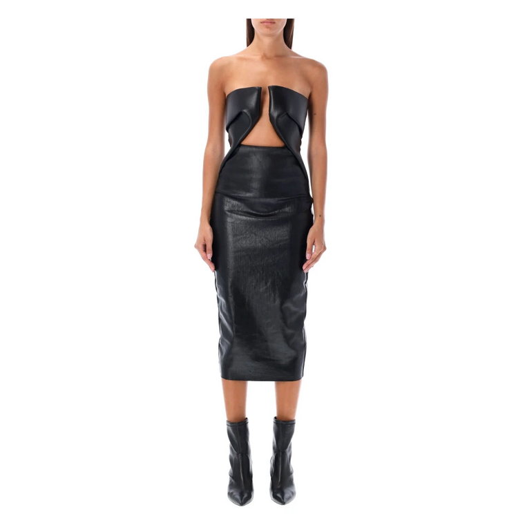 Czarna Sukienka Prong Longuette Midi Rick Owens