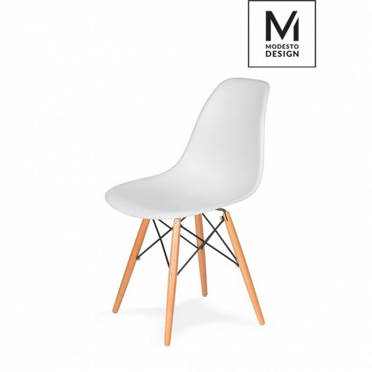 Krzesło DSW Modesto Design białe-podstawa bukowa kod: C1021B.WHITE
