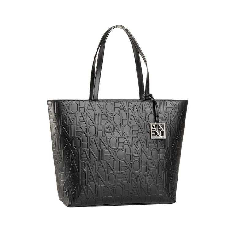 Czarna Torba Shopper Elegancka Nowoczesna Armani Exchange