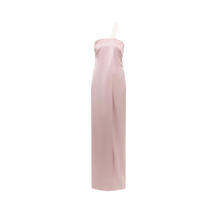 Długa sukienka z jedwabiu z tylnym draperią Fendi