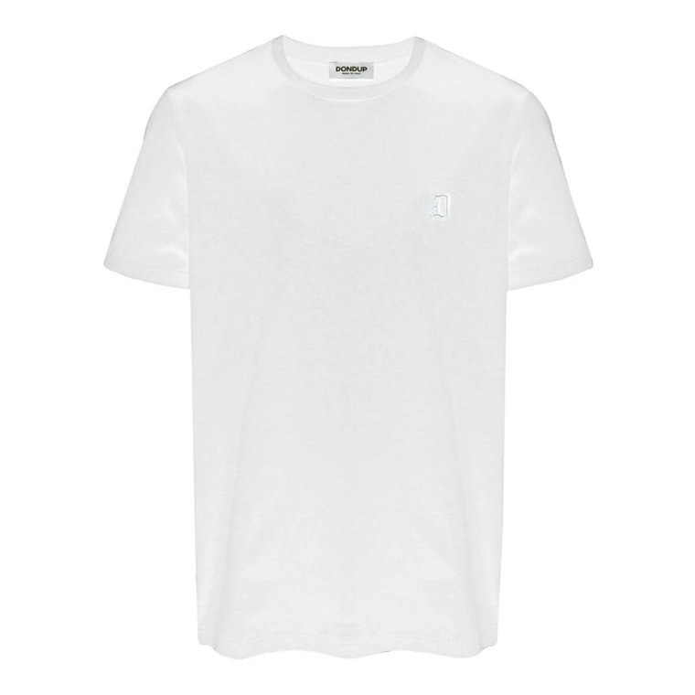 Biała koszulka z haftowanym logo Dondup