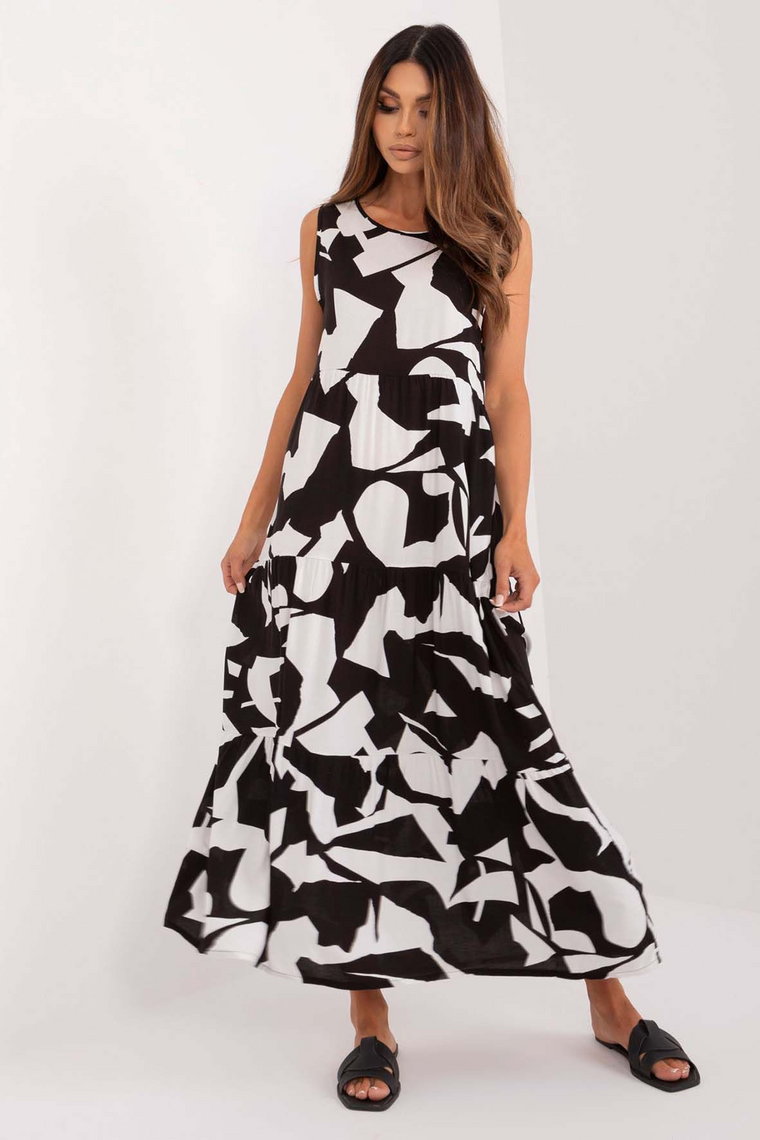 Letnia sukienka maxi z wiskozy Sublevel czarno-biała
