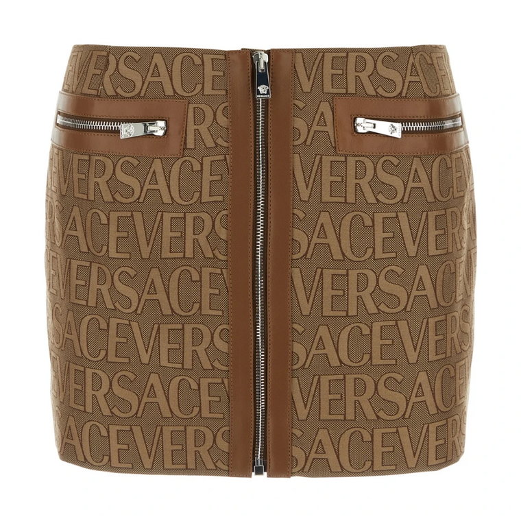 Haftowana mini spódnica z dżakardu Versace
