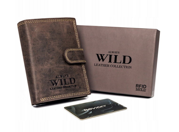 Skórzany męski portfel Wild N4L-P-CHM RFID