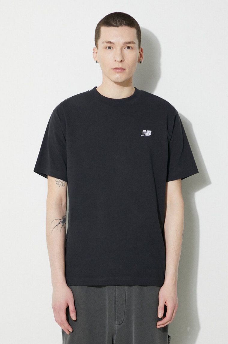 New Balance t-shirt bawełniany Small Logo męski kolor czarny z aplikacją MT41509BK