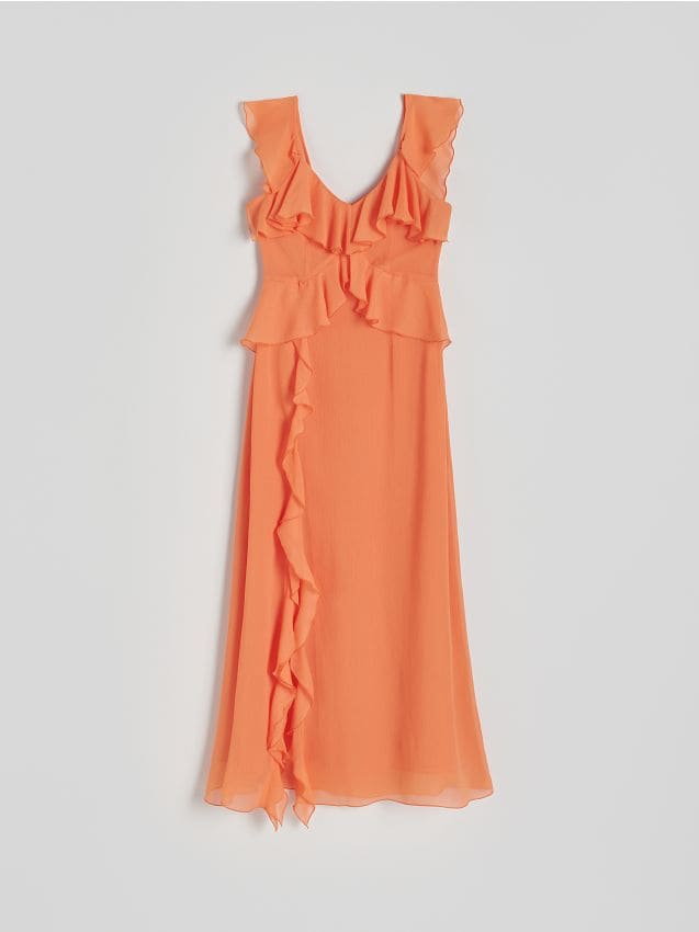 Reserved - Sukienka z falbanami - pomarańczowy