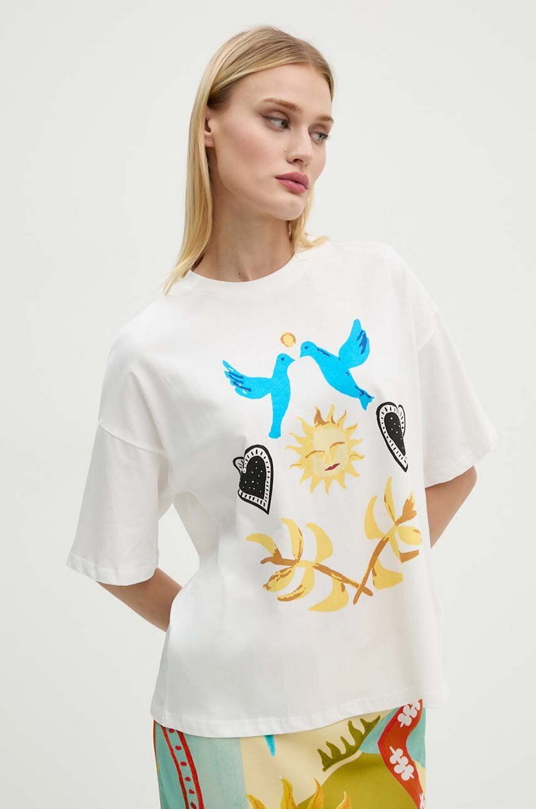 Never Fully Dressed t-shirt bawełniany White Sundazed Summer Tee damski kolor biały NFDTO1535