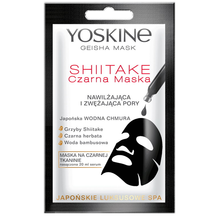 Yoskine Geisha Mask maska na czarnej tkaninie shitake Maseczka do twarzy