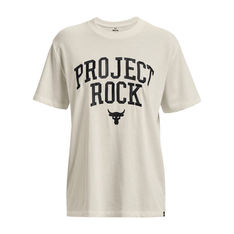 Damska koszulka treningowa UNDER ARMOUR Project Rock Heavyweight Campus T-Shirt - kremowy