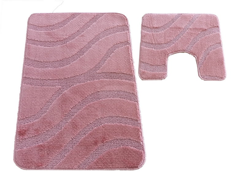 Różowy komplet dywaników do łazienki - Fendos