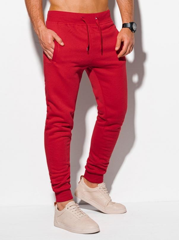 Spodnie męskie dresowe P928 - czerwone