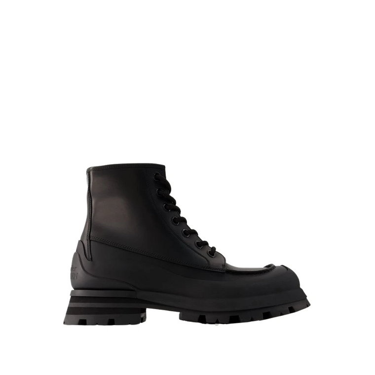 Czarne Skórzane Tread Buty Alexander McQueen