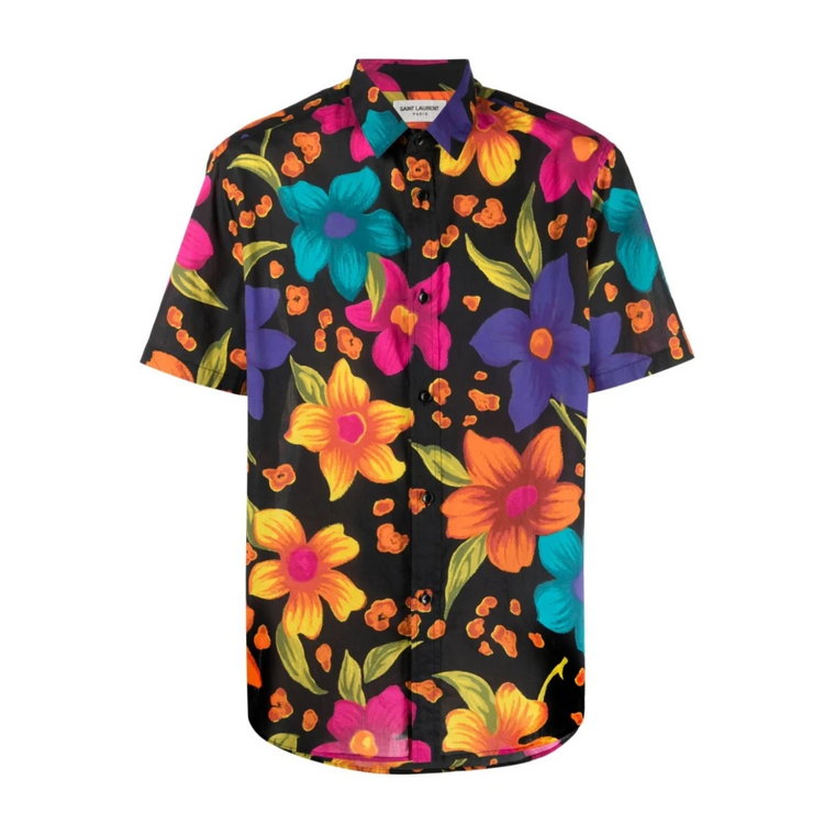 Koszula z krótkim rękawem i wzorem kwiatowym Saint Laurent
