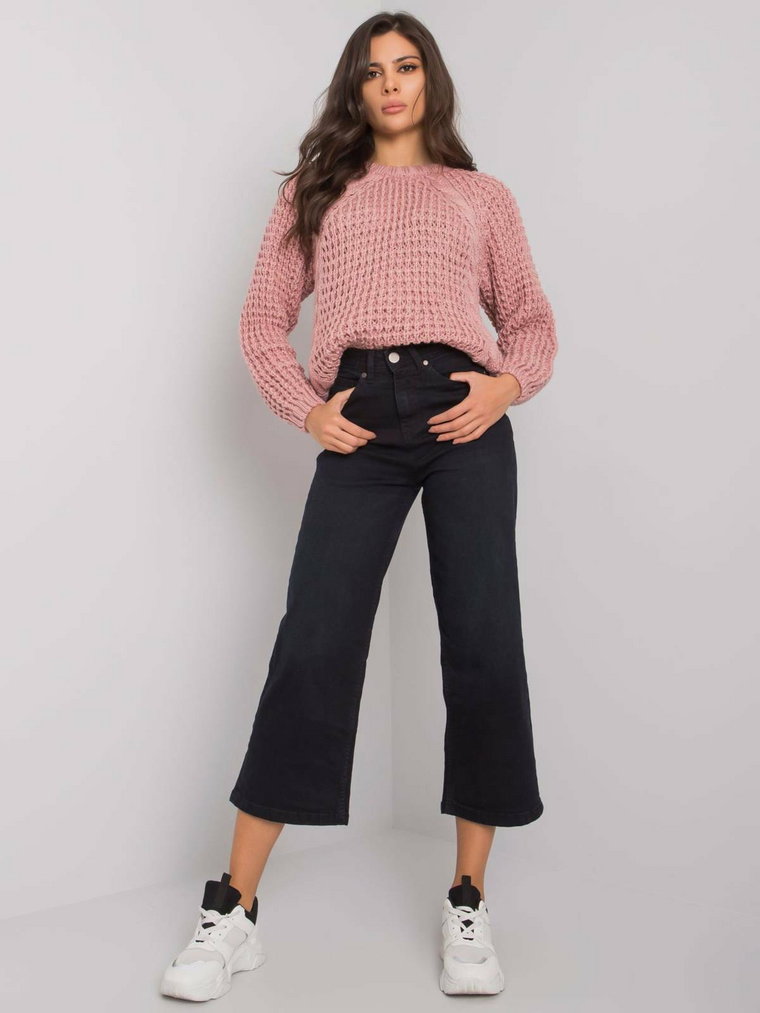 Spodnie jeans jeansowe czarny wide leg guziki