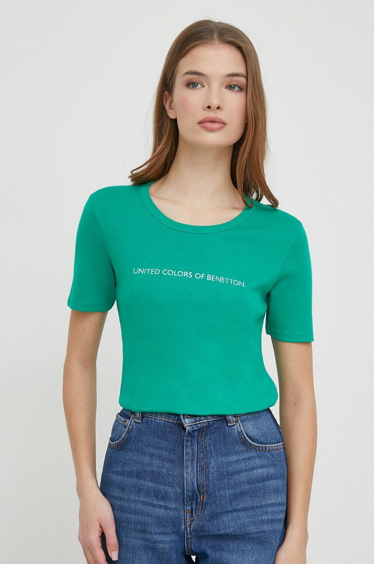 United Colors of Benetton t-shirt bawełniany damski kolor zielony