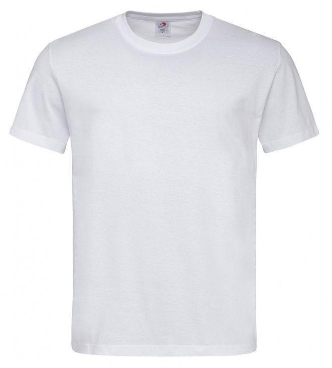 Biały Bawełniany T-Shirt Męski Bez Nadruku -STEDMAN- Koszulka, Krótki Rękaw, Basic, U-neck