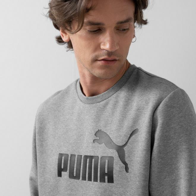 Męska bluza dresowa nierozpinana bez kaptura PUMA ESS BIG LOGO CREW FL - szara