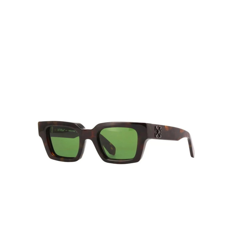 Brązowe Okulary Przeciwsłoneczne z Zielonymi Szkłami Off White