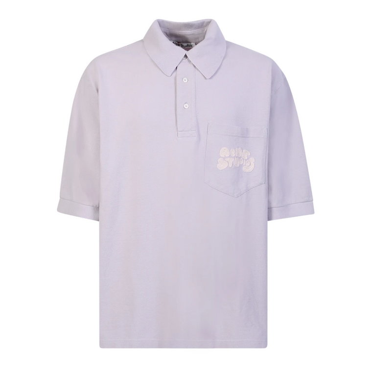 Fioletowy Polo T-shirt z Haftowanym Logo Acne Studios