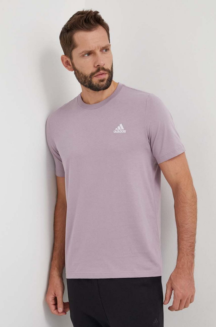 adidas t-shirt bawełniany męski kolor różowy gładki IS1316