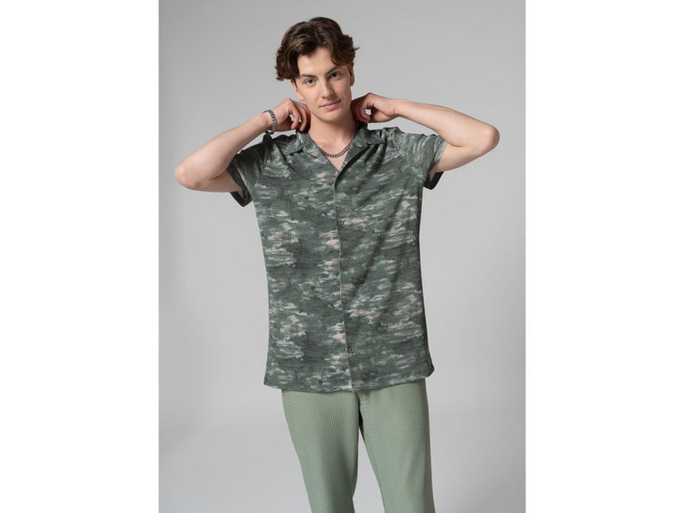 LIVERGY Koszula męska w wakacyjnym stylu, zielony